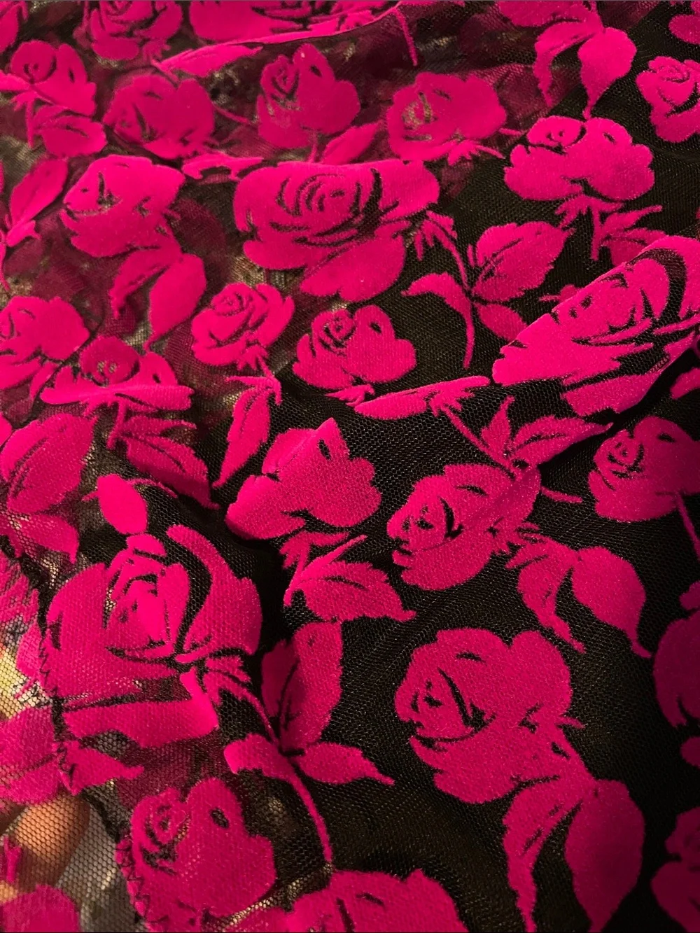 Girls Black & Fuchsia Rose Mesh Dress | Floral Party Dress
